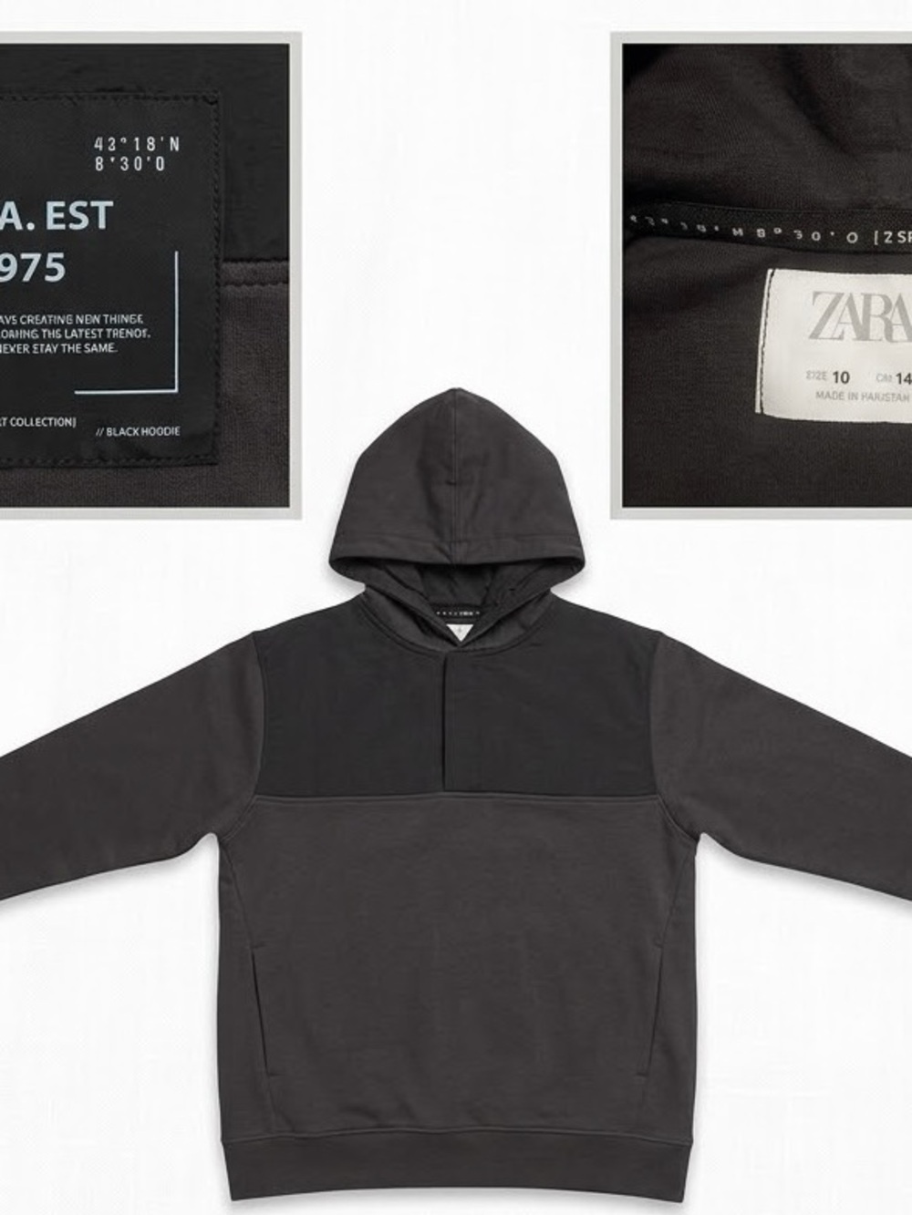 Zara Black Hooded Sweatshirt - Kids
